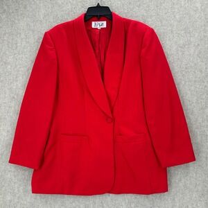 JP‎ Fall Red Blazer Jacket Women's Size 18 Shawl Collar Single Button